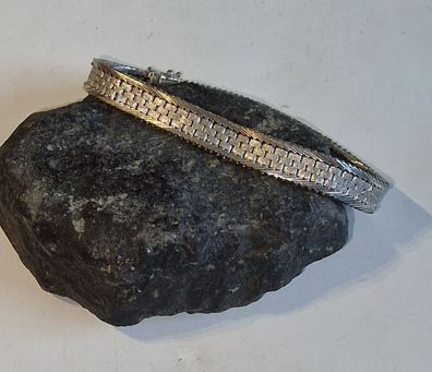 Armband 835 Silber massiv gebürstet Teppicharmband fein ziseliert Länge 19.5 cm