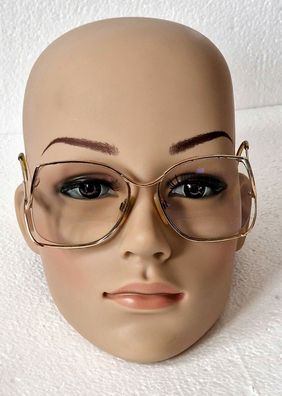 Brille mit Glas Damen Metallfassung Gold Schwarz Quadrat 90er Vintage 130-52-17