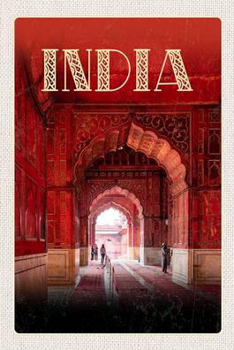 Blechschild 18x12 cm Indien Inner Moschee rot beten Islam