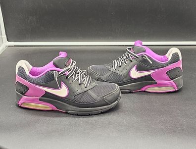Nike Sportschuh 476783-056 Mesh Glanzleder Schwarz-Violett-Weiß Größe 38 Vintage