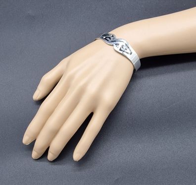 Armband Armspange 925 Silber Abalone Onyx Perlmutt eingerieben TP-118 MEX 80er