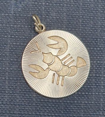 Sternzeichen Skorpion Anhänger 830 Silber antik geriffelt Platte & durchbrochen