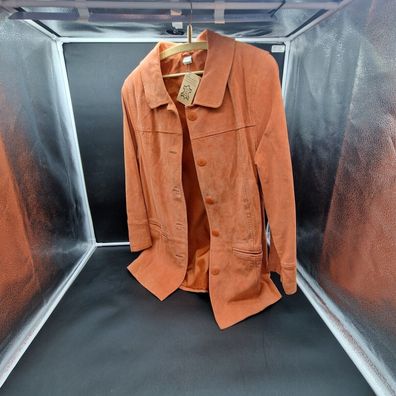 Damenjacke Blouson Velourleder helles orange Größe 38 neu 90er Vintage