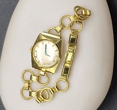 Junghans Damen Armbanduhr Gold double mechanisch/ Handaufzug Länge 17 -18 cm