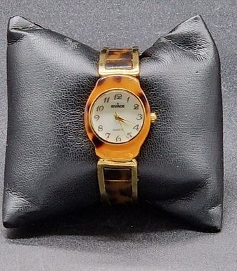 Damen Armbanduhr RIVAGE Quartz Tiger -Look Ziffernblatt perlmuttweiß Vintage