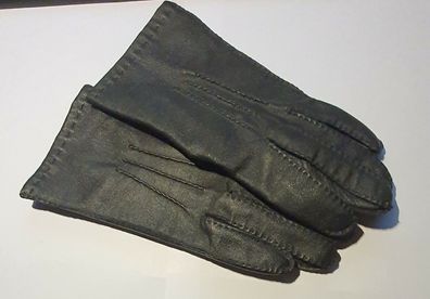 Schwarze Handschuhe echt Leder mit aufgesetzter Naht Größe S Vintagemodell 80er