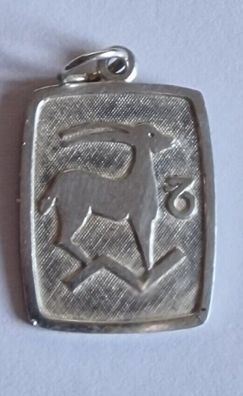 Schmuckanhänger 925 Silber Sternzeichen Steinbock geriffelt poliert Vintage