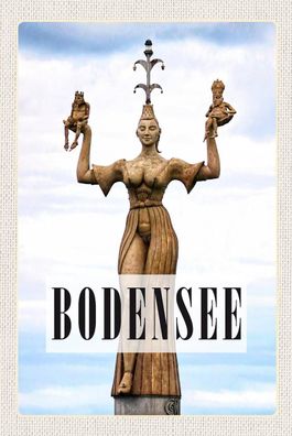 Blechschild 18x12 cm Bodensee Deutschland Statue Frau