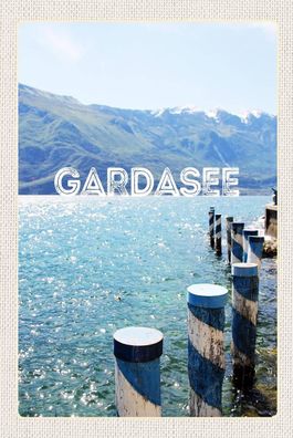 Holzschild 18x12 cm - Gardasee Italien See Gebirge Reise