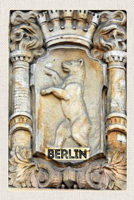 Holzschild Holzbild 18x12 cm Berlin Deutschland Wappen Skulptur