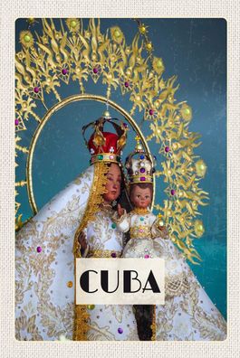 Holzschild Holzbild 18x12 cm Cuba Karibik Königin als Statue