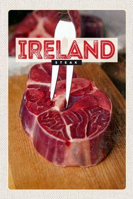 Holzschild Holzbild 18x12 cm Irland Essen rotes Steak Fleisch