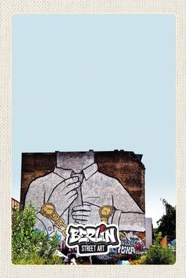 Holzschild 18x12 cm - Berlin Kreuzberg Graffiti Geschäftsmann Schild