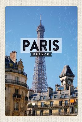 Holzschild Holzbild 18x12 cm Paris Frankreich Eiffelturm Stadt