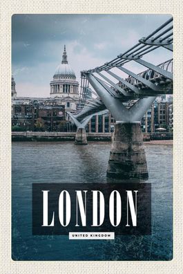 Blechschild 18x12 cm London UK Jahrtausendbrücke Aussicht