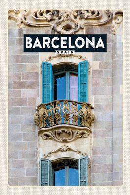 Blechschild 18x12 cm Barcelona Spanien Balkon Trip