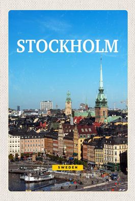 Blechschild 18x12 cm Stockholm Schweden Altstadt Reise