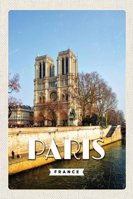 Holzschild Holzbild 18x12 cm Paris Frankreich Notre-Dame Reise
