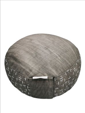 Meditationskissen rund, grau natur 30x16cm