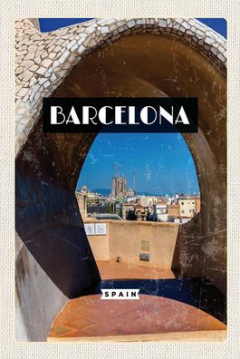 Blechschild 18x12 cm Barcelona Spanien Stadt Reiseziel