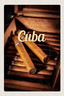 Blechschild 18x12 cm Cuba Karibik Kubanische Zigarette