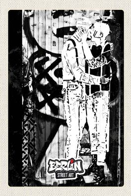 Holzschild Holzbild 18x12 cm Berlin Deutschland Geschlecht Graffiti