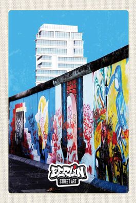 Holzschild 18x12 cm - Berlin Hochhaus Graffiti Kunst Straße