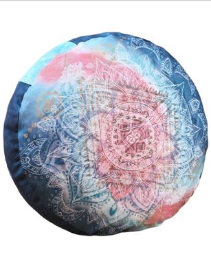 Yoga und Meditationskissen rund indigo-peach 38x17cm