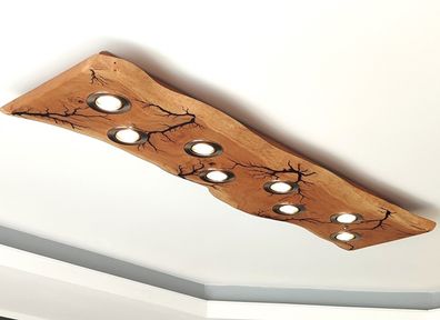 Design LED Deckenleuchte Deckenlampe Holz Eiche Leuchte Massiv Dimmbar 120 cm