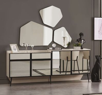 Modern Esszimmer Set Sideboard und Spiegel 2 tlg neu und Luxus set Möbel