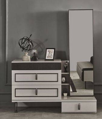 Schlafzimmer Set 2tlg Kommode mit Spiegel Modern Luxus design Möbel neu