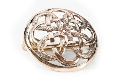 Keltische Unendlichkeits Fibel Brosche aus Bronze