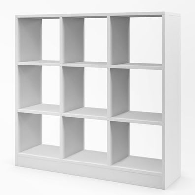 Bücherregal mit 9 Fächern, Raumteiler Regal, Würfelregal weiß, Aufbewahrungsregal