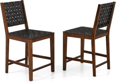 Stuhl geflochten 2er Set, Esszimmerstühle Holz mit atmungsaktiver Rückenlehne