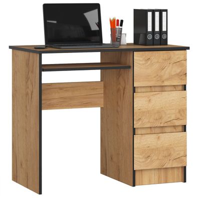 Schreibtisch A6 RECHTE EICHE CRAFT mit 4 Schubladen rechts