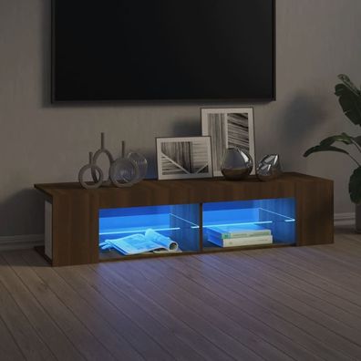 vidaXL TV-Schrank mit LED-Leuchten Braun Eichen-Optik 135x39x30 cm