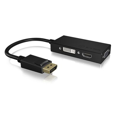 Icy Box 3in1 DisplayPort Adapter HDMI VGA DVI 4K@30 Hz DP zu HDMI VGA DVI NEU