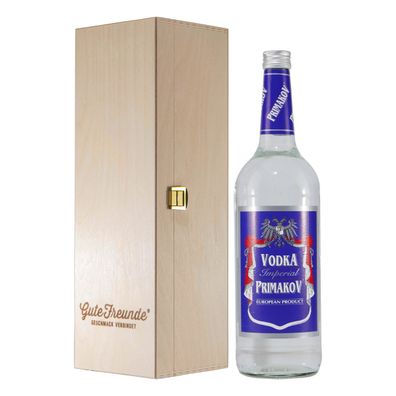 Primakov Vodka Imperial mit Geschenk-Holzkiste