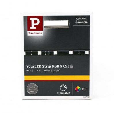 Paulmann 702.10 LED Strip Band Leiste 97,5 cm RGB 9,36W Schwarz Farbwechsler