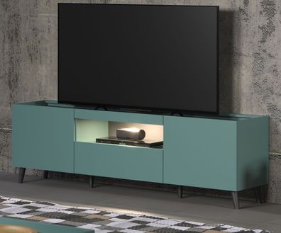 Lowboard TV Unterschrank in Dusk Blue Flat-TV Board 180 cm mit Stauraum Melton