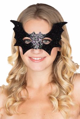 Gesichts Maske Fledermaus Glitzer schwarz Glitzer Karneval Fasching Halloween