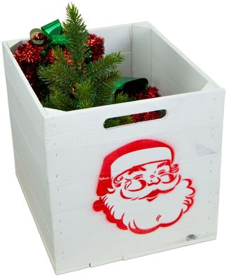 Aufbewahrungskiste weiß mit rotem Weihnachtsmann passend für Kallax und Expeditreg...