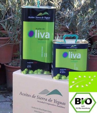 5 Ltr (2 x 2,5) Kaltgepresstes BIO Extra natives Olivenöl Andalusien 1° Preise Biopal