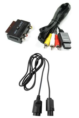 AV Cinch Kabel + Scartadapter + Controller, Verlängerungskabel für Nintendo 64