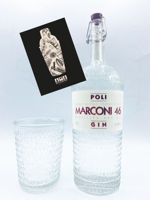 Gin Poli Marconi 46% vol. 0,7L inkl. Tumbler Glas - [Enthält Sulfite]