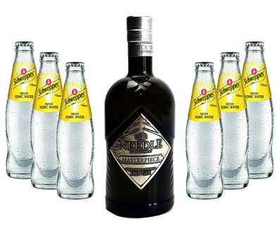 Needle Masterpiece Dry Gin 0,5L (45% Vol) + 6 x Schweppes Indian Tonic Water 0,