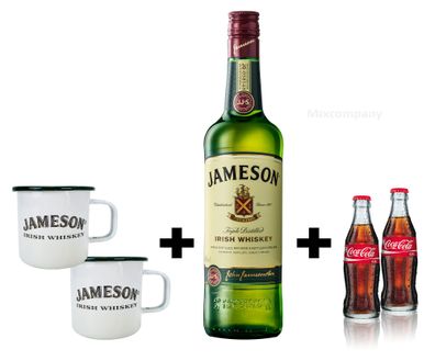Jameson Irish Whiskey 1,0l (40% Vol) + 2x Becher + 2 x Coca Cola 0,2l Mehrweg i