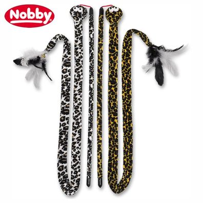 Nobby 2er-Set Katzenangel mit Plüsch, Federn und Glöckchen - 2 Stück Spielangel