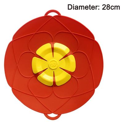 28 cm Silikon Anti Überlauf Deckel, Topfdeckel Rot