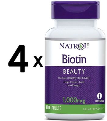 4 x Biotin, 1000mcg - 100 tabs
